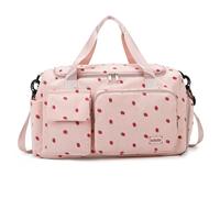 Bolsas de Gimnasia para Mujeres, Bolsa de Lona Linda de Gran Capacidad con Zapato y Compartimento húmedo, Bolso de Fresa con Banda de Barra de Equipaje, manija y Correa para Viajes, Deportes, Bolsas