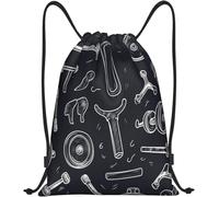 Bolsas De Gimnasia Patrón De Equipo De Gimnasio Dibujado con Tiza Bolsas De Cuerdas Ajustable Mochila Deportiva Unisex Mochila De Cuerdas para Viajar Playa Gimnasia 36X42Cm