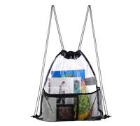 Bolsas de gimnasio con cordón, bolsa trasera con cordón, impermeable, multifunción, para ropa, natación, playa, deportes, mujeres, hombres, niños, trabajo, viajes, festivales, Negro, Refer to
