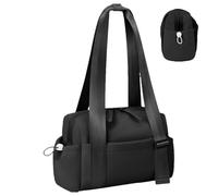 Bolsas de Gimnasio portátiles de Piel sintética de 30,5 x 17,8 cm | color negro, para mujer, bolsa de viaje, bolsas de deporte portátiles con compartimento para zapatos para botellas, artículos