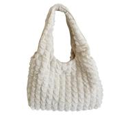 Bolsas de gofre de burbujas para mujer, bolso de hombro, bolso de la universidad, bolso de trabajo, bolso de la compra, monedero, organizador armario, Blanco, Talla única para todos