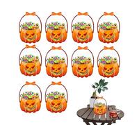 Bolsas de golosinas de calabaza, 10 bolsas transparentes para dulces con asas, bolsas resellables ideales para regalos de fiesta de Halloween, aperitivos, aula, almacenamiento, diversión de truco o