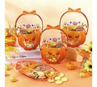 Bolsas de golosinas de calabaza, bolsas transparentes de de calabaza con asas, de miedo resellable para suministros de almacenamiento, aperitivos para el aula