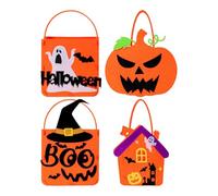Bolsas De Golosinas De Halloween,4 Unidades Calabaza Fantasma Murciélago Sombrero De Bruja Bolsa De Detalles | Cubo Reutilizable De Fieltro Almacenamiento De Caramelos Chocolate Snacks - Detalles Fies