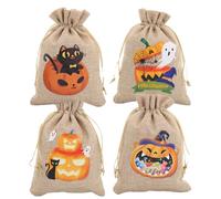 Bolsas De Halloween Con Cordón | Sacos De Fantasma Y Calabaza Para Dulces,4 Unidades Bolsas Portátiles Con Cordón Para Colegio, Fiesta, Guardería, Aula, Golosinas, Tentempiés