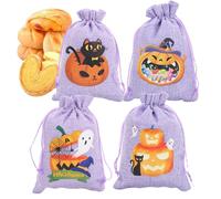 Bolsas De Halloween Con Cuerda Para Chuches - Saquitos De Dulces Fantasma Y Calabaza,4 Unidades Bolsas Portátiles Con Cordón Para Colegio, Fiesta, Guardería, Aula, Golosinas, Tentempiés