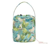Bolsas de hilo de gorrión de primavera de color menta, bolsa de transporte de hilo portátil para kit de tejer gancho para tejer