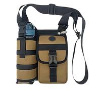 Bolsas de hombro con soporte para botella de agua, bolsas cruzadas con soporte para botellas de agua, bolsa ajustable antidesgarros y tela impermeable, para senderismo, camping, pesca, Un caqui