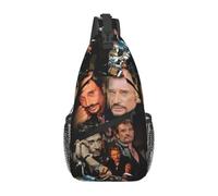 Bolsas de Honda Personalizadas de la Leyenda del Rock francés Johnny Hallyday para Hombres Mochila Cruzada de Hombro y Pecho Mochila de Camping