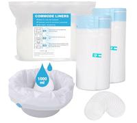 Bolsas de inodoro con almohadilla absorbente, paquete de 80 bolsas de inodoro portátiles, bolsas de basura desechables, ajuste universal para silla de inodoro de adultos (40 bolsas + 40 almohadillas)