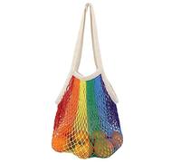 Bolsas de la Compra de Malla de algodón, Bolsas de Malla Reutilizables para Alimentos, de Compras de Cuerda de algodón portátil y Lavable con asa Larga para Libros, Verduras, artículos pequeños