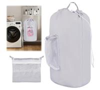 Bolsas de Lavandería de Viaje, Grande Mochila de Lavandería Mochila de Lavandería con Correas de Hombro Ajustables Bolsas Ropa Sucia Colgar Para Apartamentos, Viajes Y Dormitorios (Gris Claro)