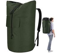 Mochila de lavandería extra grande y resistente, 115 L, verde militar, bolsa de lona de carga superior para universidad, campamento, dormitorio, apartamento, lavandería