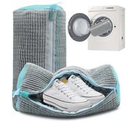 Bolsas de lavandería para zapatos para lavadora y secadora, 2 bolsas de malla reutilizables que protegen la máquina y mantienen la forma de los zapatos deportivos | Bolsa de lavado delicado, Gris