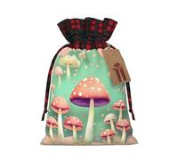 Bolsas de lino con cordón ajustable Dream Mushroom Colorblock, ideales para decorar fiestas navideñas.