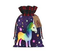 Bolsas de lino con estampado de estrellas de un solo caballo, con cordón, bolsas de regalo, bolsas de regalo de Navidad, regalos de fiesta