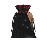 Bolsas de lino con estampado de galaxia en blanco y negro, con cordón, bolsas de regalo, regalos de Navidad, fiestas