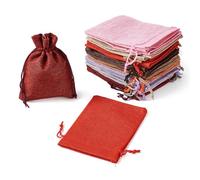 Bolsas de Lino,Sacos de Yute, 30 unids Bolsas de arpillera con cordón Bolsas de regalo Políces de embalaje Kraft Papel Precio Etiquetas Cuerda de cáñamo Cadena para la exhibición de joyería Boda Favor