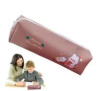 Bolsas de llaves de plata de Navidad, Estuche de lápices de dibujos animados con cremallera, Bolsa estacionaria versátil, bolsa de bolígrafos festivos para viajes, bolígrafos, teléfonos, Conejo de