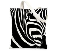 Bolsas de lona a rayas de caballo a rayas, elegante patrón de animales, bolsas de comestibles reutilizables, ligeras y lavables, Negro blanco, 13x15 Inch