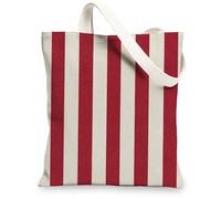 Bolsas de lona a rayas, elegantes bolsas de compras reutilizables con patrón de rayas, informales, ligeras, lavables, con correa para el hombro, Rojo -, 13x15 Inch
