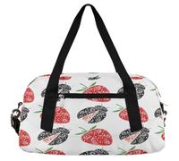 Bolsas de lona abstractas con diseño de mariquita y fresa para niñas y niños, color rojo y negro, bolsa de gimnasio ligera para niños, pequeñas bolsas de viaje para llevar durante la noche para fin de