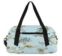 Bolsas de lona abstractas para niños y niñas, diseño étnico floral azul, ligero, bolsa de gimnasio para niños, bolsa de viaje pequeña para fin de semana, bolsa de viaje para baile, Flor abstracta.,