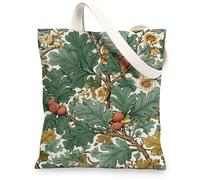 Bolsas de lona botánicas, vintage, con patrón de hojas y flores, ecológicas, elegantes, reutilizables, ligeras, para gimnasio, viajes, playa, 13 x 15 pulgadas