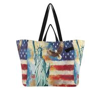 Bolsas de lona con asas, bolsas de cocina, bolsas de comestibles, bolsa de alberca para hombre, recuerdo de boda, viajes, bandera del día de los presidentes de Estados Unidos y Lady Liberty