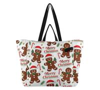 Bolsas de lona con asas, bolsas de cocina, bolsas de comestibles, bolsa de alberca para hombres, kit de parto de maternidad, esencial Feliz Navidad, pan de jengibre marrón