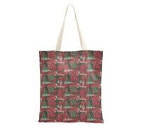 Bolsas de lona con bolsillos para mujer, bolsa de compras ligera, diseño de cuadros rojos, azul marino y verde, Christmas Red Green Plaid Trees Wishes, Talla única