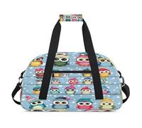 Bolsas de lona con diseño de búhos de dibujos animados para mujeres, hombres, niños y niñas, bolsa de viaje para fin de semana, bolsa de viaje de 24 L, bolsa de deporte para gimnasio, bolsa de
