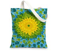 Bolsas de lona con diseño de hojas botánicas, ecológicas, reutilizables, coloridas, vibrantes, ligeras, lavables, para gimnasio, viajes, playa, 13 x 15 pulgadas