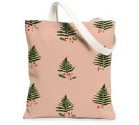 Bolsas de lona con diseño de hojas botánicas, reutilizables, vintage, elegantes, ligeras, lavables, para el hombro, Melocotón, 13x15 Inch