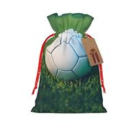 Bolsas de lona con estampado de balón de fútbol verde sobre hierba, bolsas reutilizables para artículos a granel, varios tamaños para todas las ocasiones