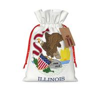 Bolsas de lona con estampado de bandera del estado de Illinois, bolsas reutilizables para artículos a granel, varios tamaños para todas las ocasiones