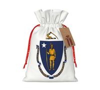 Bolsas de lona con estampado de bandera del estado de Massachusetts, bolsas reutilizables para artículos a granel, varios tamaños para todas las ocasiones