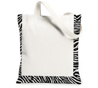 Bolsas de lona con estampado de caballo a rayas, bolsas de compras reutilizables con diseño de animales, ligeras, lavables y ecológicas, Blanco, 13x15 Inch