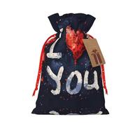 Bolsas de lona con estampado de corazones con texto en inglés "I Love You Words With Hearts", bolsas reutilizables para artículos a granel, varios tamaños para todas las ocasiones