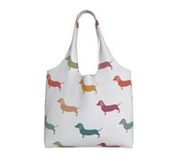 Bolsas de lona con estampado de perros salchicha, bolsas de tela reutilizables para compras, playa, comestibles, a la moda, color negro, talla única