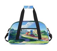 Bolsas de lona con estampado de tren de dibujos animados para mujeres, hombres, niños, niñas, niños, bolsa de viaje de fin de semana, bolsa de viaje de 24 L, bolsa de deporte para gimnasio, bolsa de
