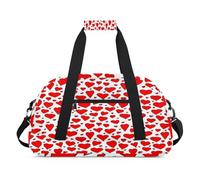 Bolsas de lona con estampado rojo de corazón para niñas y niños, bolsa de viaje de fin de semana de 24 L, bolsa de deporte para gimnasio, práctica, color, 24 L, Organizador de bolsas
