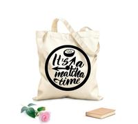 Bolsas de lona con estampados personalizables Es una cita de la época del matcha, frase de letras dibujadas a mano de la época del matcha Tela de 12 oz de grosor Combina con la ropa 25x30cm Pequeño