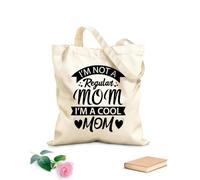 Bolsas de lona con estampados personalizables No soy una mamá normal, soy una mamá genial, diseño tipográfico para el Día de la Madre. Tela de 12 oz de grosor Combina con la ropa 25x30cm Pequeño
