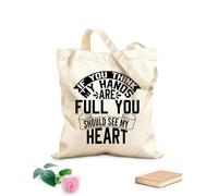 Bolsas de lona con estampados personalizables Si crees que tengo las manos ocupadas, deberías ver mi plantilla de diseño tipográfico de corazón. Tela de 12 oz de grosor Combina con la ropa 31x36cm