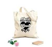Bolsas de lona con estampados personalizables Siempre te amaré, día de San Valentín, corazón dibujado a mano, citas vintage, listas para imprimir Tela de 12 oz de grosor Combina con la ropa 35x40cm