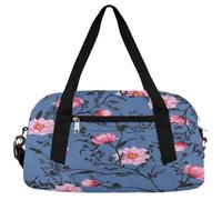 Bolsas de lona con flores rosas para niños y niñas, bolsa de gimnasio ligera azul marino para niños, bolsa de viaje pequeña para fin de semana, bolsa de viaje para baile, Flor rosa floral., 18.4L x