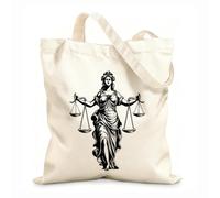 Bolsas de lona con impresión digital Fachada más bella, emblemática dama de la justicia, serenidad simbólica, icono de la dama de la justicia. Tela de 12 oz de grosor Se usa como neceser 35x40cm