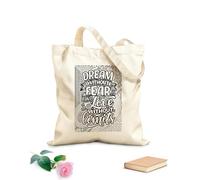 Bolsas de lona con impresión digital Sueña sin miedo y ama sin límites, citas de corazón para adultos, diseño para aliviar la ansiedad. Tela de 12 oz de grosor Se usa como neceser 25x30cm Pequeño