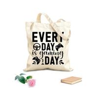 Bolsas de lona con impresión digital Tela de 12 oz de grosor Todos los días son días de juego, citas de juegos, emblemas de videojuegos, amor por los juegos. Se usa como neceser 31x36cm Mediano
